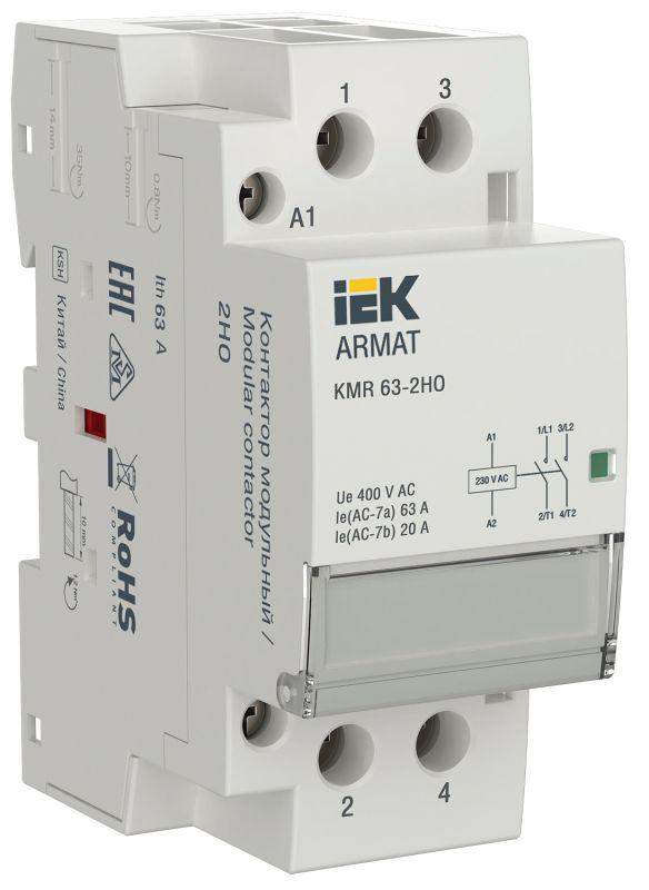 контактор модульный kmr 63а 230в ac 2но armat iek ar-kmr10-063-20-230 от BTSprom.by