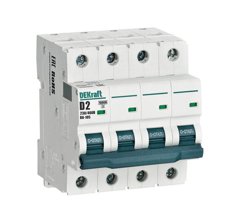 выключатель автоматический модульный 4п d 1а 10ка ва-105 dekraft 13232dek от BTSprom.by