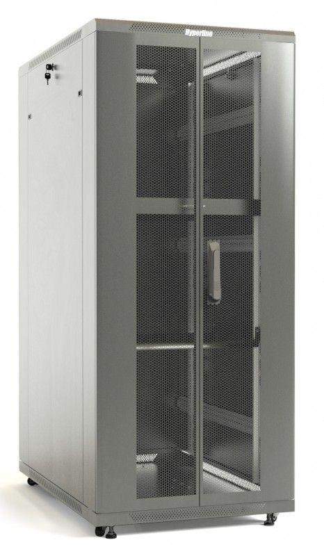 шкаф напольный 19дюйм 22u 1166х800х800мм (вхшхг) передняя и задняя распашные перфор. двери (75%) ручка с замком 2 вертикальных кабельных организатора ttb-2288-dd-ral7035 сер. hyperline 451923 от BTSprom.by
