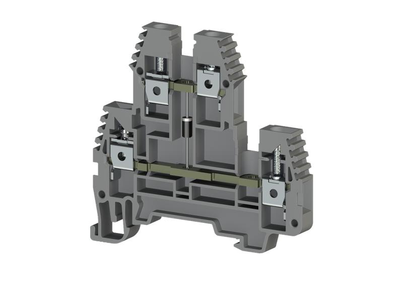 клеммник 2-х ярусный 4кв.мм с диодом сер. pik4nd-b klemsan 319229 от BTSprom.by