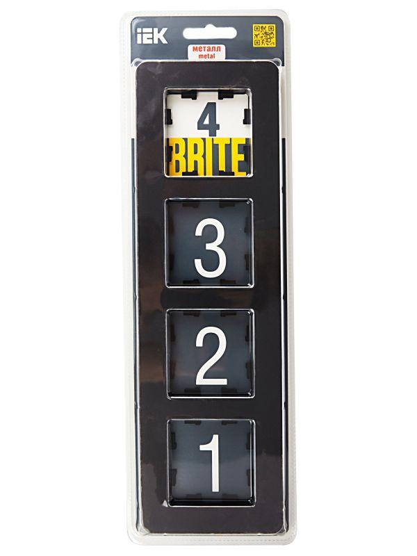  Рамка 4-м BRITE РУ-4-1-Бр метал. черн. RE IEK BR-M42-M-01-K02 фото в каталоге от BTSprom.by