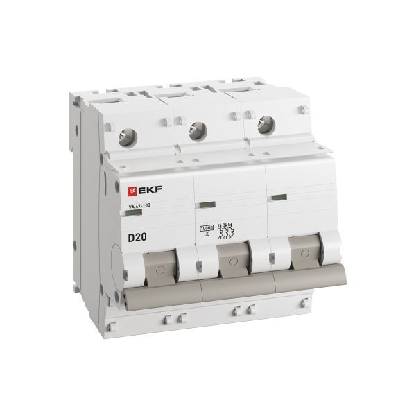  Выключатель автоматический модульный 3п D 20А 10кА ВА 47-100 PROxima EKF mcb47100-3-20D-pro фото в каталоге от BTSprom.by