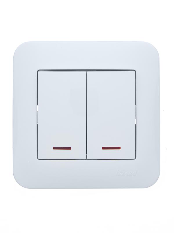 выключатель 2-кл. 1п сп asti 10а ip20 с подсветкой в сборе бел. lezard 7081-0202-112 от BTSprom.by
