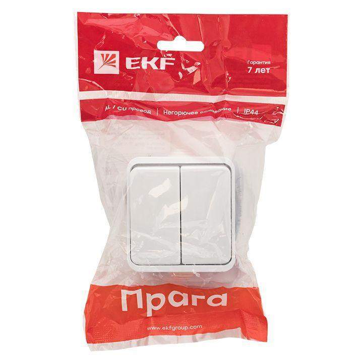 выключатель 2-кл. оп прага 10а ip44 бел. ekf ekv10-023-10-44 от BTSprom.by