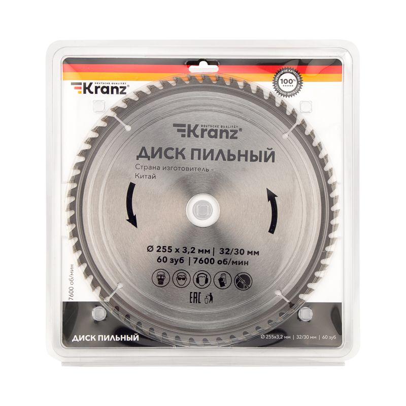  Диск пильный 255мм х60зуб х32/30мм Kranz KR-92-0131 фото в каталоге от BTSprom.by