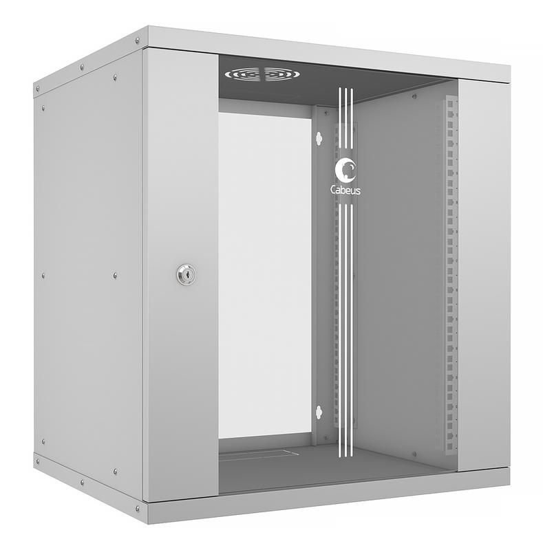 шкаф телекоммуникационный настенный разборный light wsc-05d-12u55/45 19дюйм 12u дверь стекло сер. cabeus 10179c от BTSprom.by