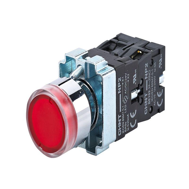 кнопка управления np2-bw3465 плоская 1но+1нз ac/dc230в (led) ip40 (r) красн. chint 574366 от BTSprom.by
