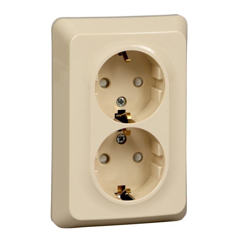 розетка 2-м сп этюд 16а ip20 250в с заземл. защ. шторки крем. se pc16-108k от BTSprom.by