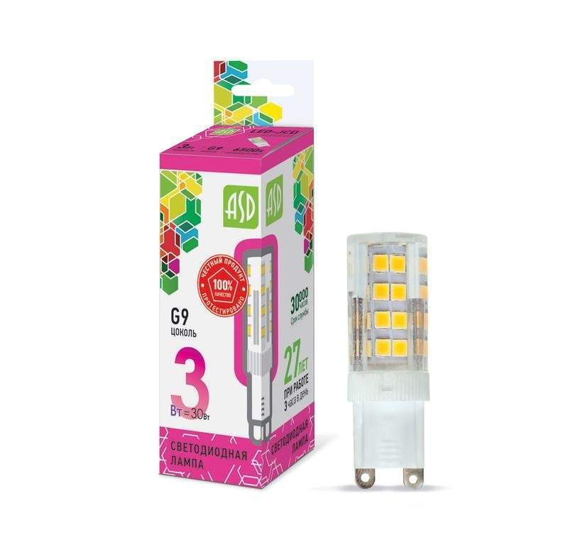 лампа светодиодная led-jcd-standard 3вт 230в 6500к g9 270лм asd 4690612026435 от BTSprom.by