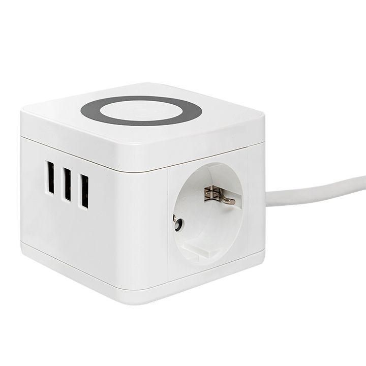 удлинитель "куб" 2х1.3м 3usb 2.4а+зарядное устройство 1кв.мм ekf uba-cub-3-wc от BTSprom.by
