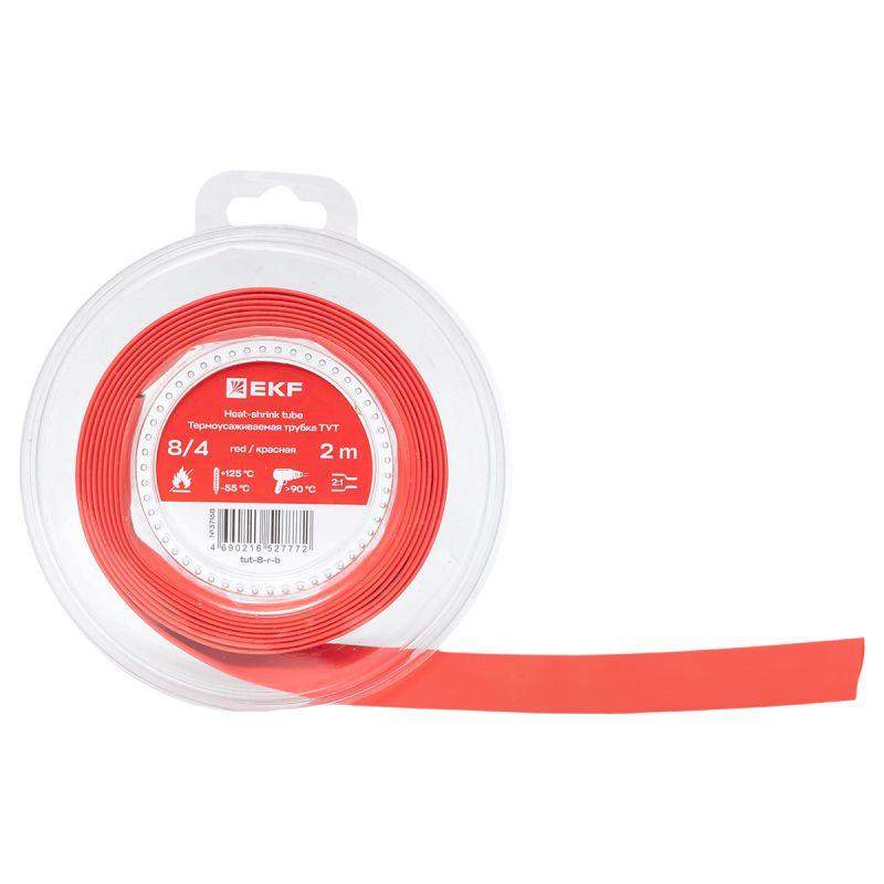  Трубка термоусадочная ТУТ нг 8/4 красн. ролик 2 м EKF tut-8-r-b фото в каталоге от BTSprom.by