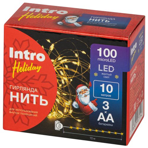 Гирлянда светодиодная "Нить" 10м 100microLED тепл. бел. IP20 Holiday INNR-01Zт Intro Б0060441 фото в каталоге от BTSprom.by