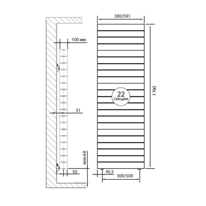  Радиатор PianoForte Tower 500 new 22 секц. биметал. Silver Satin Royal Thermo НС-1176350 фото в каталоге от BTSprom.by