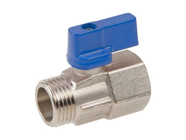 кран шаровый mini 1/2" нар.-вн. синяя ручка, av engineering (латунь, макс.  16 бар, макс.  110 °с) ave13712b от BTSprom.by