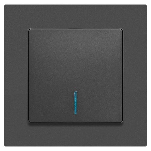  Выключатель 1-кл. СП Accent 6-102-07 10А IP20 250В с подсветкой AL/CU графит Intro Б0063434 фото в каталоге от BTSprom.by