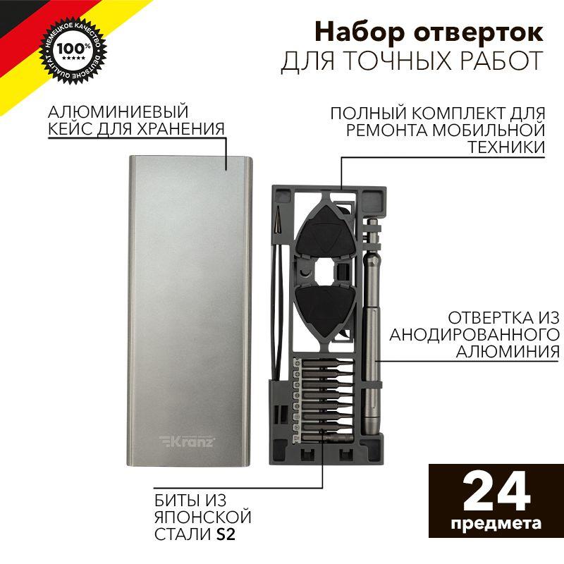 набор отверток для точных работ ra-04 24 предмета kranz kr-12-4754 от BTSprom.by