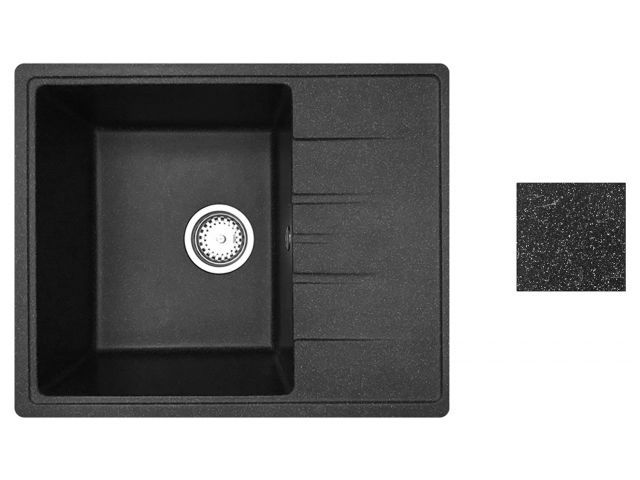 мойка кухонная из искусственного камня platinum черный 570х465 мм, av engineering av765495pbka от BTSprom.by