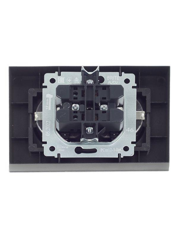  Розетка 2-м СП BRITE РСш12-3-БрС 16А в сборе с заземл. защ. шторки сталь IEK BR-R24-16-K46-F фото в каталоге от BTSprom.by