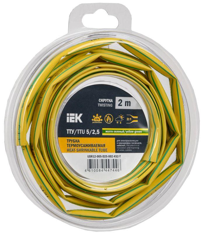 трубка термоусадочная тту нг-ls 5/2.5 желт./зел. (уп.2м) iek udr12-005-d25-002-k52-t от BTSprom.by