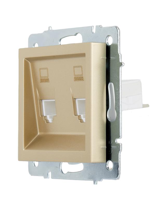  Розетка компьютерная двойн. VESNA зол. LEZARD 742-3688-141 фото в каталоге от BTSprom.by