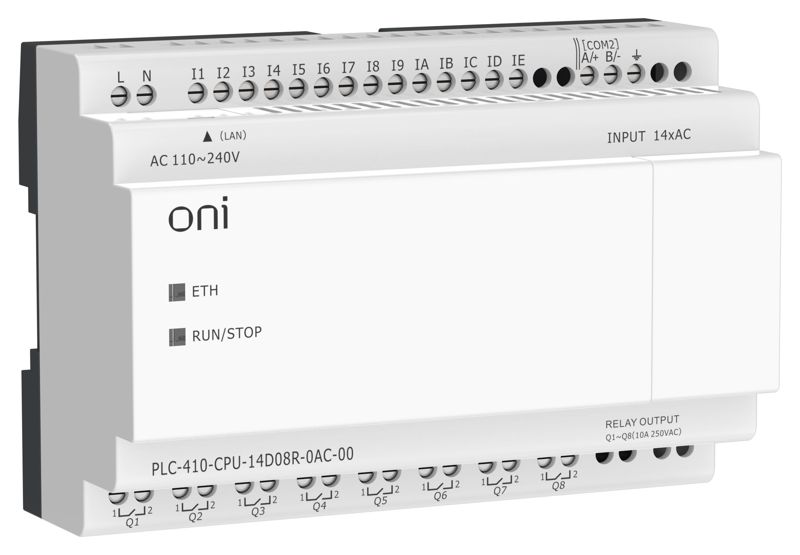 модуль цпу плк 410 14 di 8 ro 220в ac с ethernet портом без экрана oni plc-410-cpu-14d08r-0ac-00 от BTSprom.by