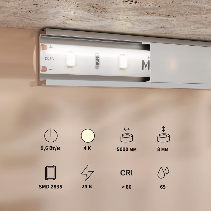  Лента светодиодная 24В 2835 9.6Вт/м 4000К IP65 (уп.5м) Maytoni 201181 фото в каталоге от BTSprom.by