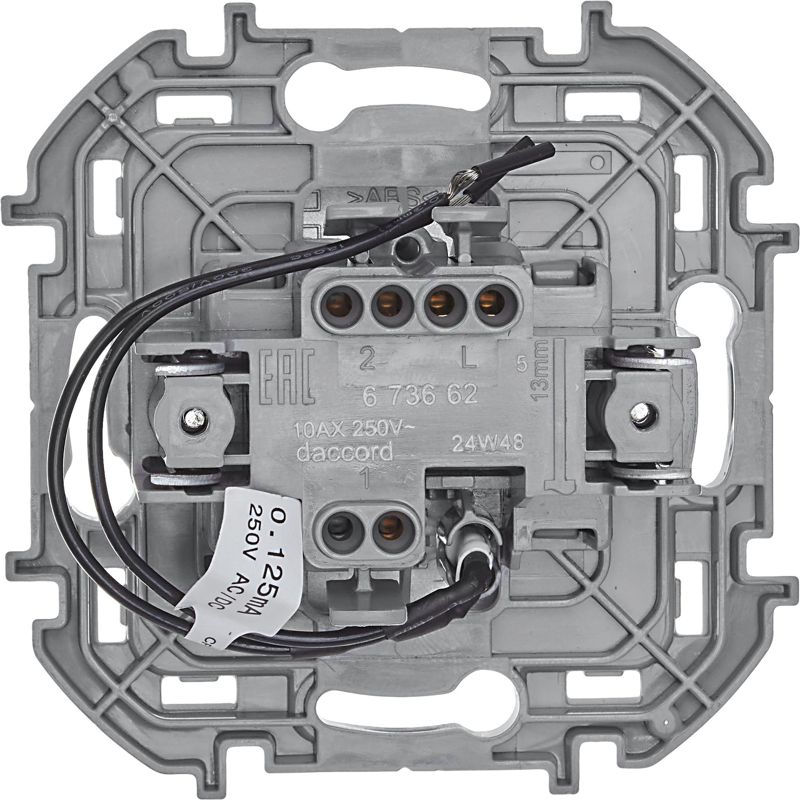 Переключатель 1-кл. Inspiria 10А IP20 250В 10AX с подсветкой/индикацией механизм алюм. IEK 673662 фото в каталоге от BTSprom.by