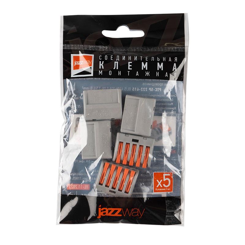  Клемма монтажная рычажного соединения PTC-5P 222-415 BL/5 450В 32А 0.08-2.5(4.0)кв.мм Jazzway 5050761 фото в каталоге от BTSprom.by