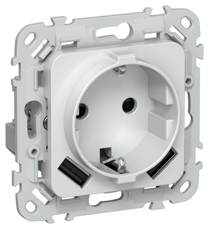 розетка 1-м сп flite рсюша11-1-флж 16а с usb a+a 3.1а с заземл. с защ. шторками безвинтовое крепление механизм жемчуж. iek fi-r14-16-1-u21-d31-k36 от BTSprom.by