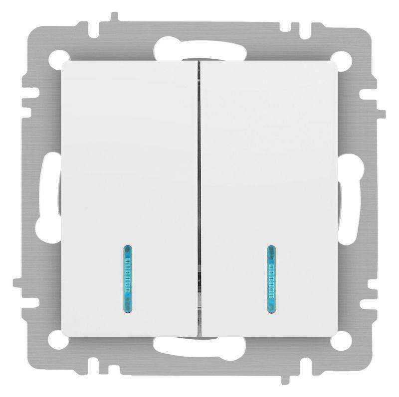 выключатель 2-кл. сп accent 6-105-01м 10а ip20 250в с подсветкой al/cu бел. матов. intro б0063507 от BTSprom.by