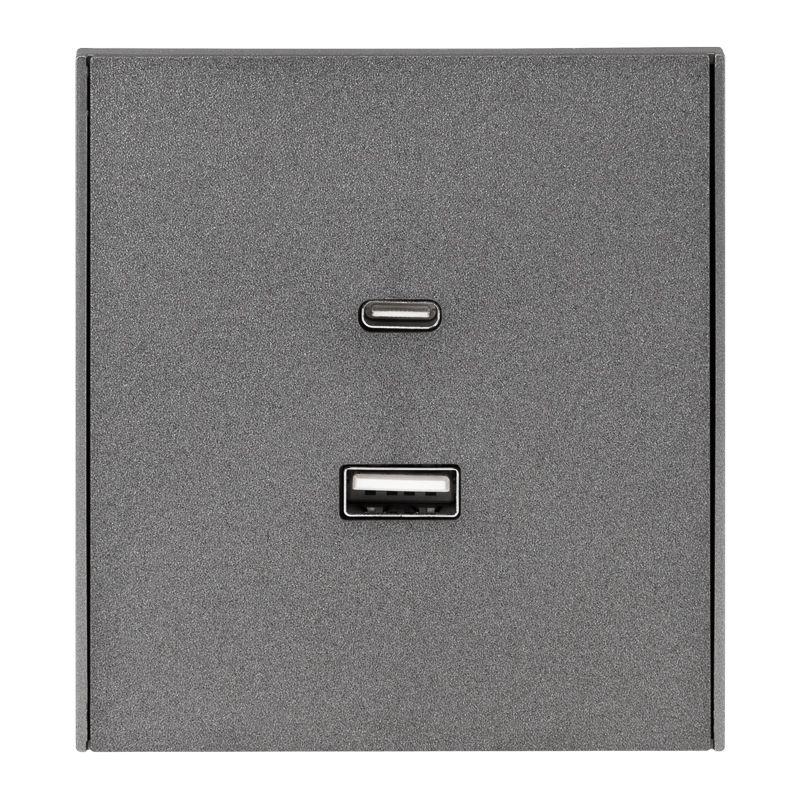 розетка сп strong usb-a + type-c 3а с функцией быстрой зарядки графит kranz kr-78-0734-6 от BTSprom.by