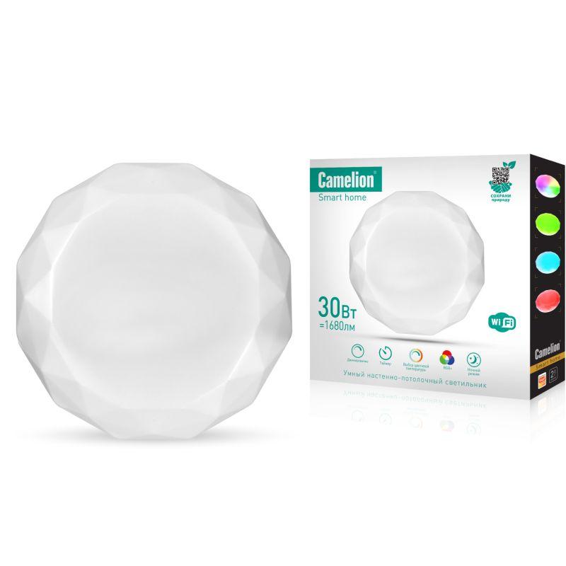 светильник светодиодный умный smart home lbs/sh-30/rgbcw/wifi 30вт rgb+dim+cw 220 wifi camelion 14782 от BTSprom.by