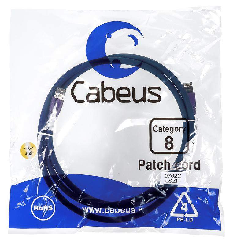 патч-корд s/ftp кат.8 pc-sstp-rj45-cat.8-1.5m-lszh 2xrj45/8p8c экранир. lszh (40g 2000 mhz) 1.5м син. cabeus 9702c от BTSprom.by