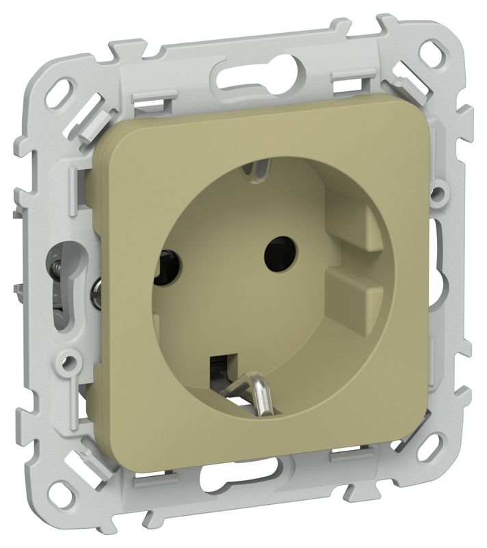 розетка сп flite рсш11-1-фло 16а с заземл. с защ. шторками безвинтовое крепление механизм олив. iek fi-r14-16-1-k26 от BTSprom.by