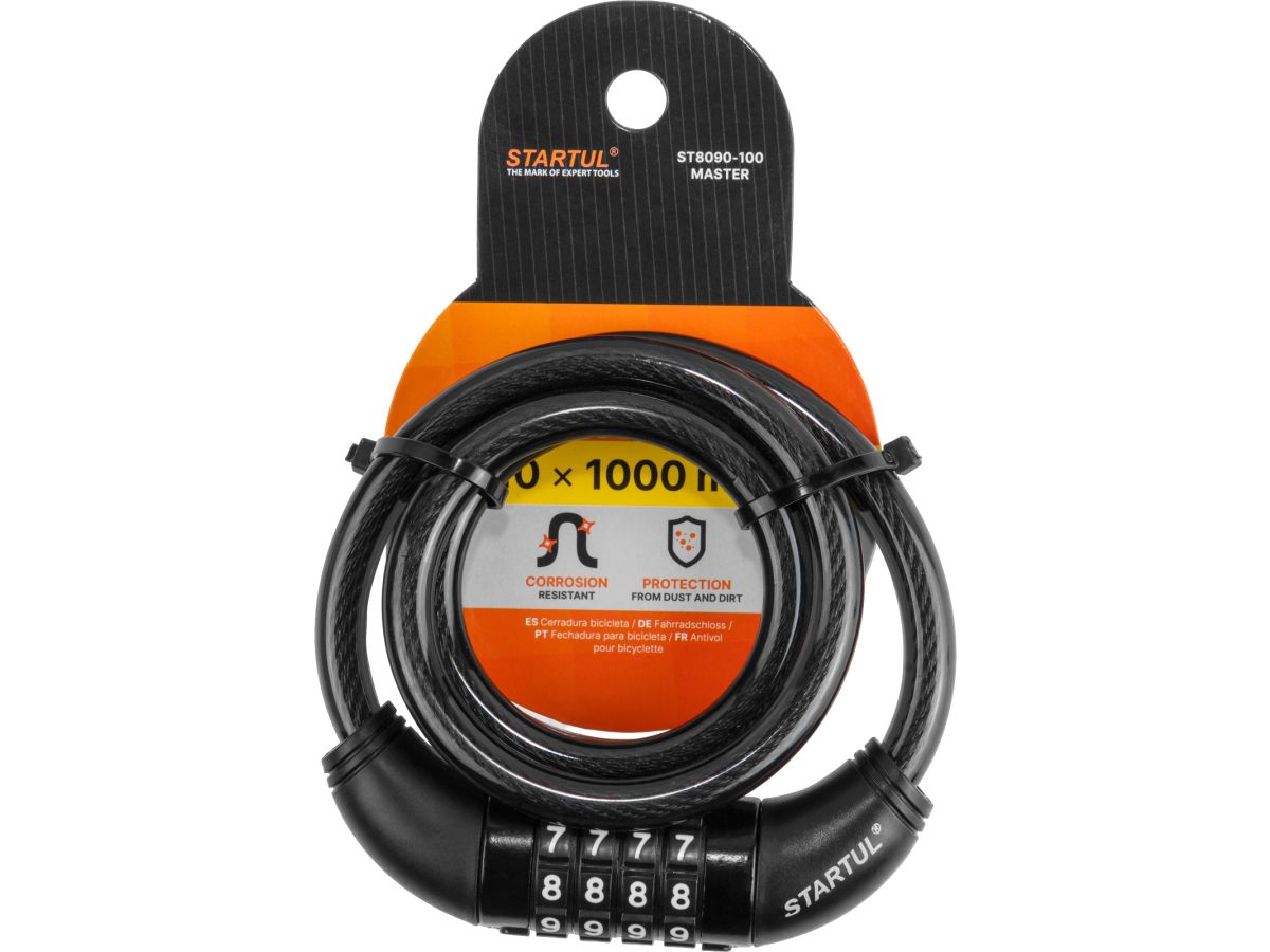 замок велосипедный кодовый 10х1000мм startul master (st8090-100) st8090-100 от BTSprom.by