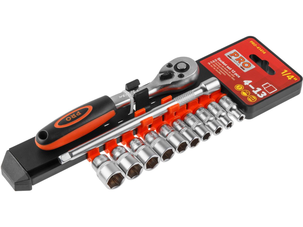 набор головок 1/4" 4-13мм 12предм. pro startul (pro-41414) (пласт. подвес, 6 граней) pro-41414 от BTSprom.by