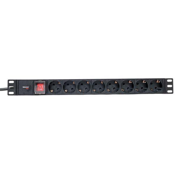  Блок PDU TERACOM PRO 19дюйм 1U 16А/250В 8 роз. Schuko с выключат. шнур 2м 3х1.5кв.мм вилка Schuko корпус алюм. черн. EKF TRP-HPD-LS-16A-8SH-2MSH фото в каталоге от BTSprom.by