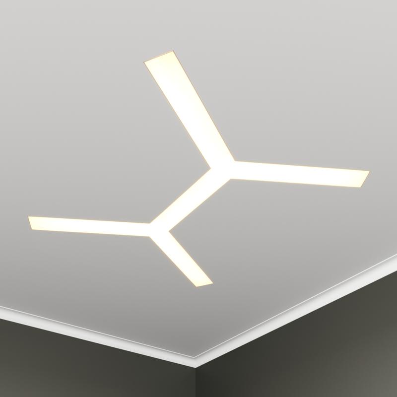 светильник светодиодный rve-lbx-trinity-2x-1246-vg 88вт 4000к 1246х1415х110мм s80мм трехлучевой крест 2х встраив. под шпаклевку бел. rvelektro rve00003553 от BTSprom.by