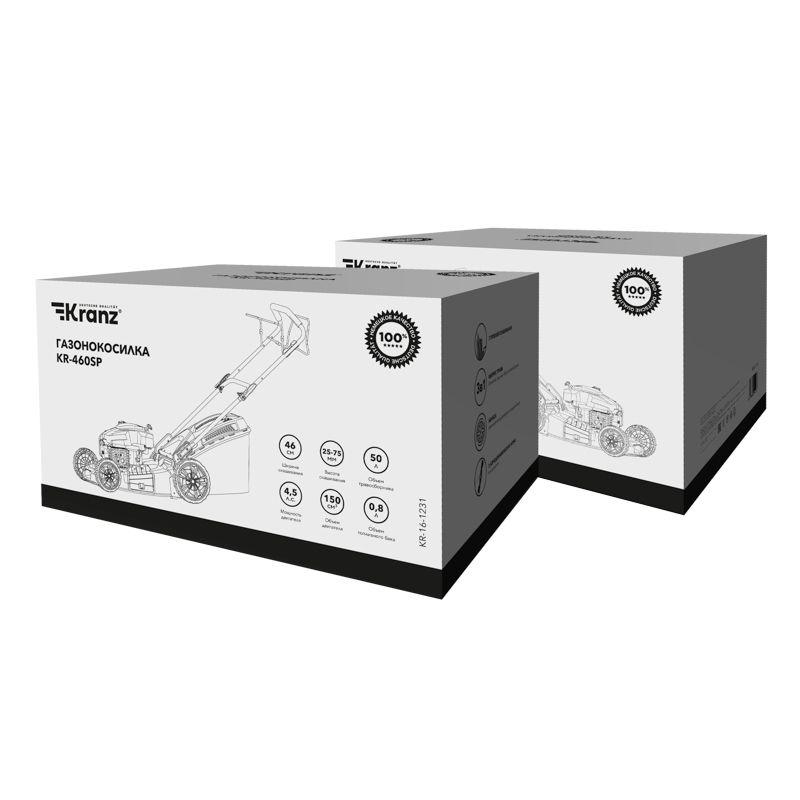  Газонокосилка бензиновая KR-460SP самоходная 150куб.см 46см Kranz KR-16-1231 фото в каталоге от BTSprom.by