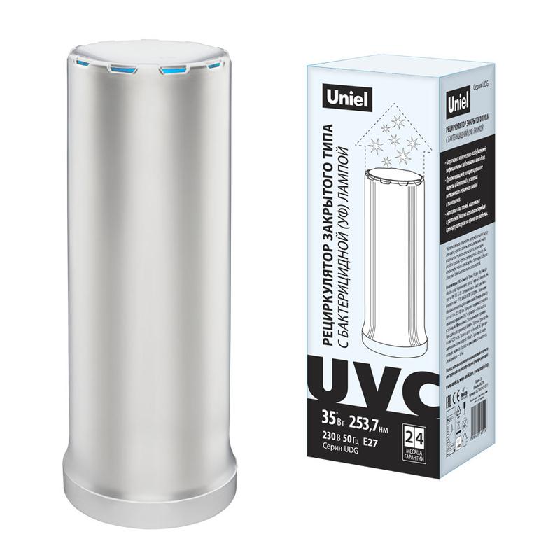 рециркулятор настольный udg-t30a uvcb white закрыт. типа с бактерицидн. лампой e27 без озонирования 253.7нм бел. uniel ul-00007695 от BTSprom.by