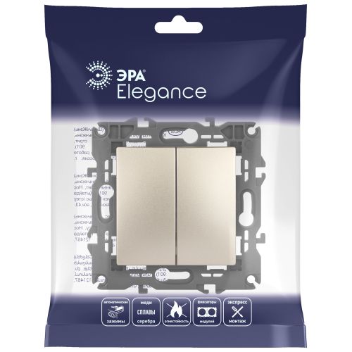  Выключатель 2-кл. СП Elegance 14-1104-04 10А IP20 250В 10AX механизм шампань Эра Б0034233 фото в каталоге от BTSprom.by