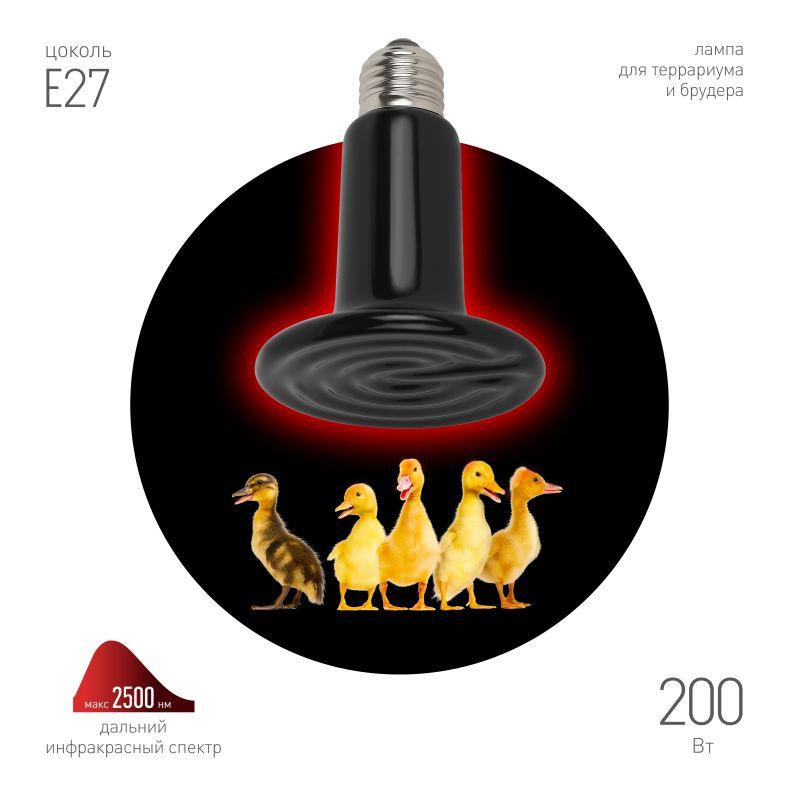 излучатель тепловой (лампа инфракрасная) fito-200w-нq ceramiheat rx 200вт e27 для брудера/рептилий керамическая (не дает света) эра б0059885 от BTSprom.by