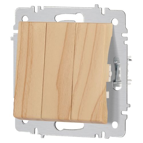  Выключатель 3-кл. СП Accent 6-106-11 10А IP20 250В AL/CU сосна Intro Б0063552 фото в каталоге от BTSprom.by