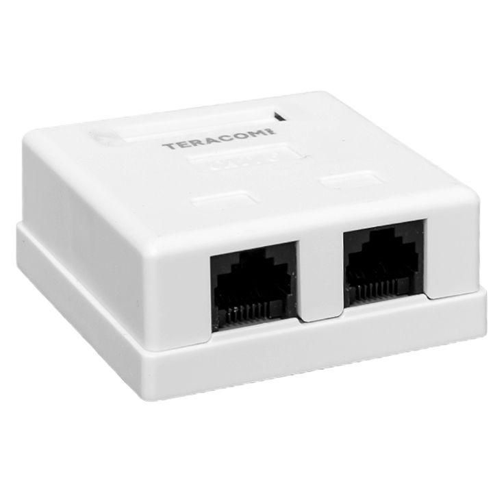 розетка настенная teracom pro кат.6 неэкранированная 2 порта rj-45 dual idc бел. ekf trp-wbox-2rj45-6utp-wh от BTSprom.by