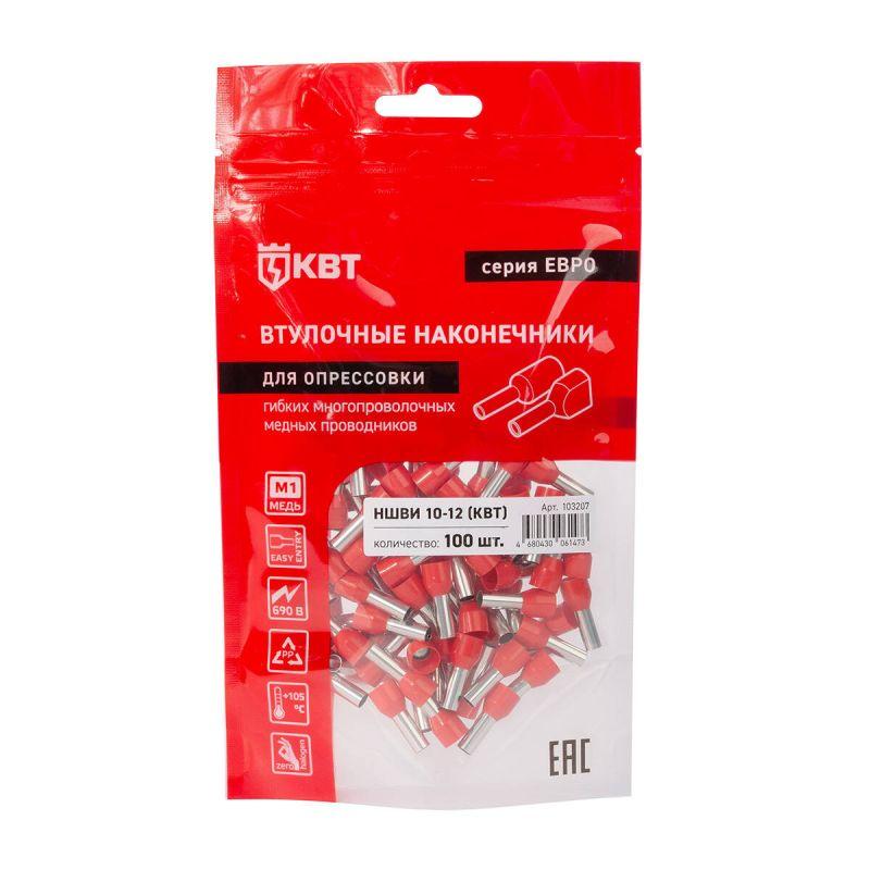  Наконечник штыревой втулочный изолированный НШВИ 10-12 ЕВРО красн. КВТ 103207 фото в каталоге от BTSprom.by