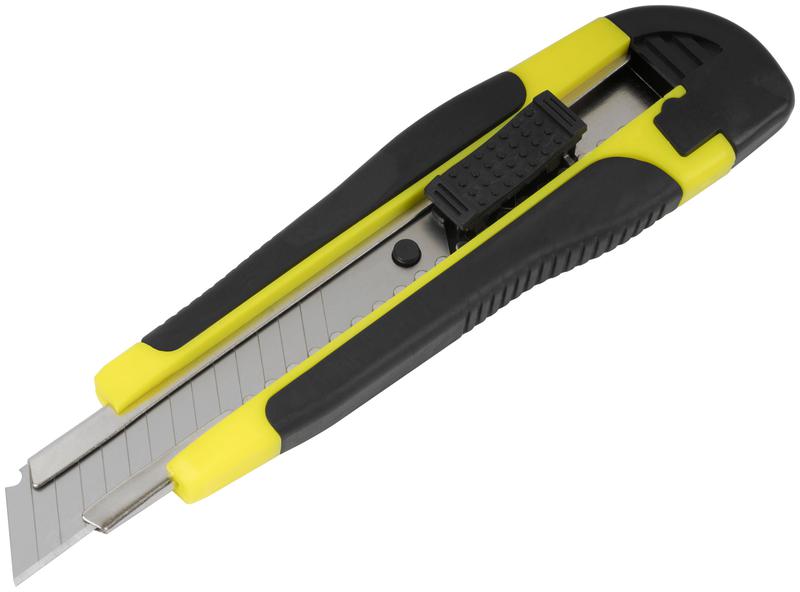  Нож технический 18мм усиленный прорезиненный лезвие 15 сегментов FIT 10243 фото в каталоге от BTSprom.by