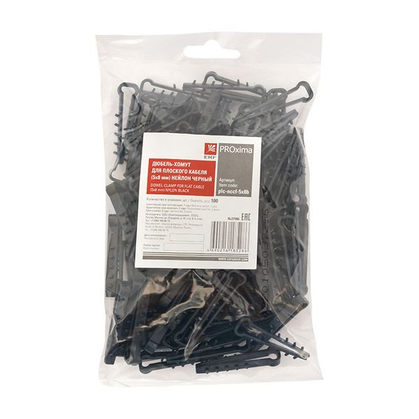  Дюбель-хомут d5-8мм для плоского кабеля нейлон черн. (уп.100шт) PROxima EKF plc-nccf-5x8b фото в каталоге от BTSprom.by