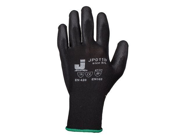 перчатки нейлон, полиуретановое неполн. покрытие, р.xl, черные, jeta safety jp011b-xl от BTSprom.by