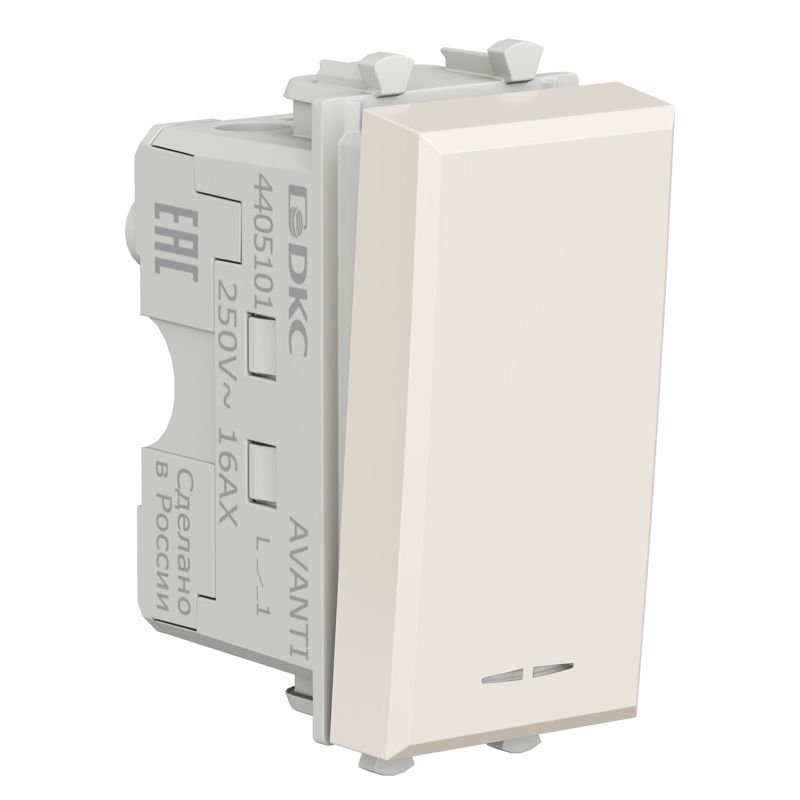  Выключатель модульный 1-кл. 1мод. Avanti "Ванильная дымка" 16А IP20 беж. DKC 4405101 фото в каталоге от BTSprom.by