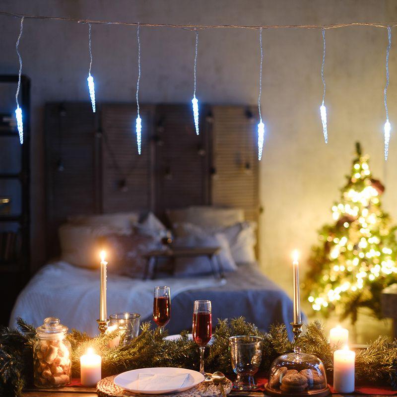  Гирлянда светодиодная "Айсикл" (бахрома) "Сосульки" 1.5х0.25м 10LED бел. 0.51Вт IP20 провод прозр. Neon-Night 303-068 фото в каталоге от BTSprom.by